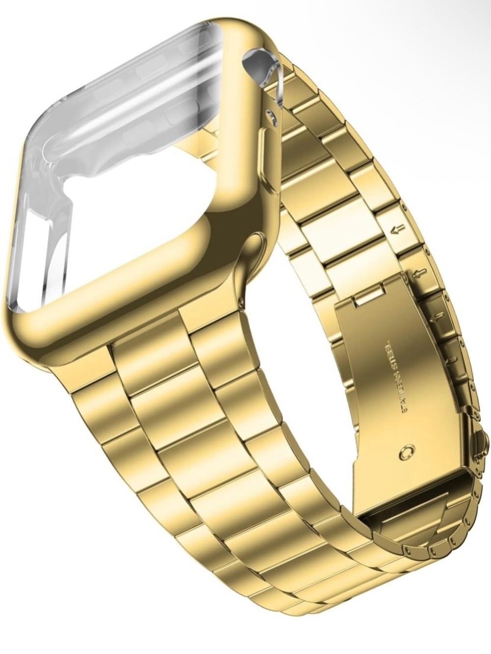 Gold Tone Smartwatch Case with Screen-protector and Watch Band